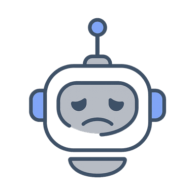 Illustration of a sad AI bot indicating error